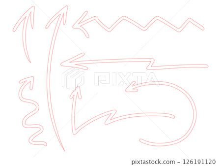 Pink hand drawn arrows set 126191120