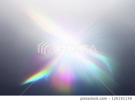 Rainbow-colored light shines on a white background 126191139