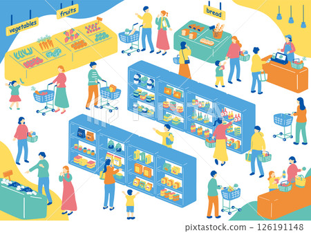 人們在超市購物 126191148