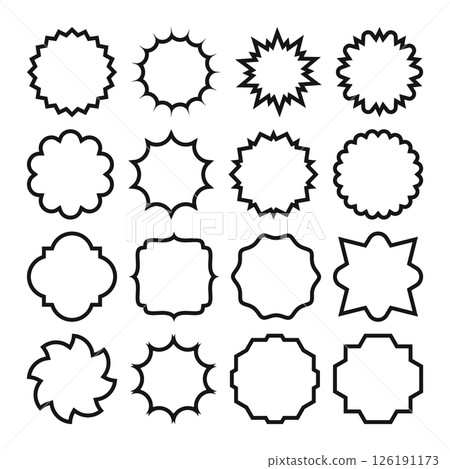 Easy to use jagged explosion speech bubble frame set basic 126191173