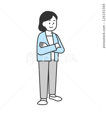 一位雙臂交叉的女士的向量插圖 一位雙臂交叉的女士的向量插圖 126191569