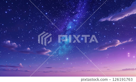 雲層後面可見的星空和銀河，夜景 126191763