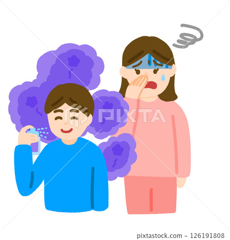 一位女士對香水的味道感到困擾 126191808