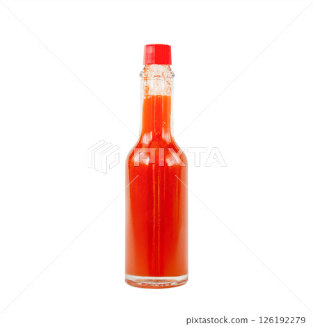 A bottle of Tabasco pepper sauce isolated A bottle of Tabasco pepper sauce isolated 126192279