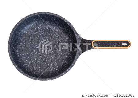 top view of frying pan isolate on white background top view of frying pan isolate on white background 126192302