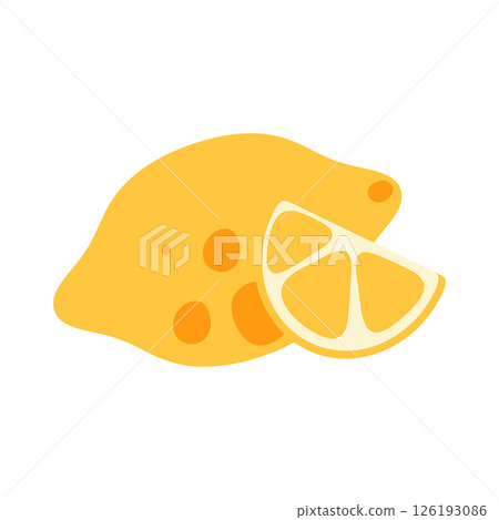 Flat Lemon with Slice Flat Lemon with Slice 126193086