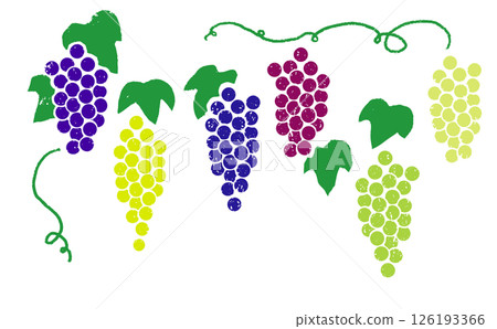 彩色葡萄插圖|各種類型，手繪，印刷風格 126193366