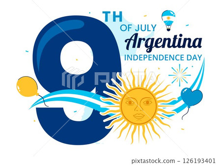 Happy Argentina Independence Day Vector Illustration on 9th of July Celebration Featuring Waving Flag and Ribbon in a Festive Cartoon Background Happy Argentina Independence Day Vector Illustration on 9th of July Celebration Featuring Waving Flag and Ribbon in a Festive Cartoon Background 126193401
