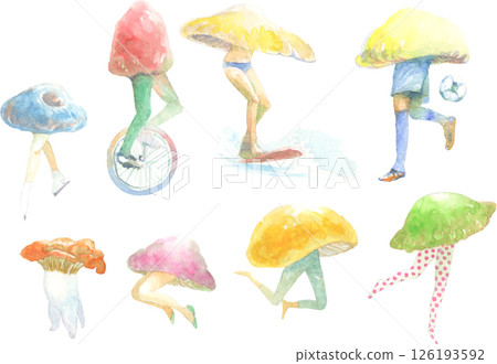 蘑菇矮人水彩插圖集02 126193592