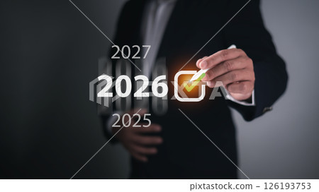 Setting business goals for 2026, Businessman target selection and preparing for new challenges in 2026, Business growth goals Develop success, Planning and strategy create growth opportunities. 126193753