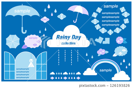 雨天裝飾框架插圖集 126193826