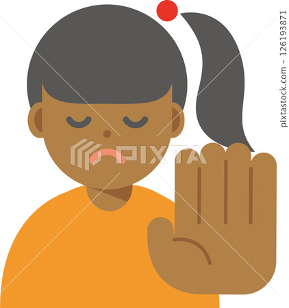 Illustration of a woman refusing with her eyes closed Illustration of a woman refusing with her eyes closed 126193871