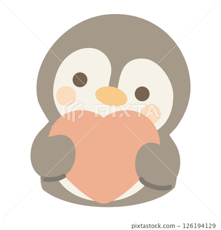 Penguin Holding a Heart Illustration Penguin Holding a Heart Illustration 126194129
