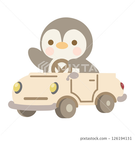 Cartoon Penguin Driving a Car Illustration Cartoon Penguin Driving a Car Illustration 126194131