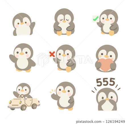 Adorable Penguin Doodle Collection 126194249