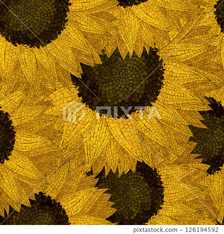 Sunflower mosaic art seamless pattern 126194592