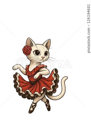 貓咪在舞台上跳佛朗明哥舞，邊緣剪紙生成式人工智慧 126194681