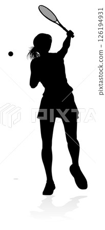 Tennis Player Woman Sports Person Silhouette 126194931
