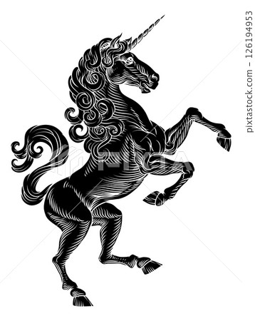 Heraldic Coat of Arms Crest Rearing Unicorn Heraldic Coat of Arms Crest Rearing Unicorn 126194953