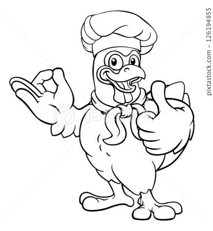 Chicken Chef Cartoon Rooster Cockerel Bird Mascot 126194955