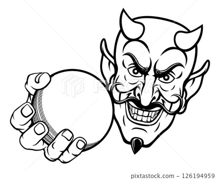 Devil Satan Cricket Sports Mascot Cartoon Devil Satan Cricket Sports Mascot Cartoon 126194959