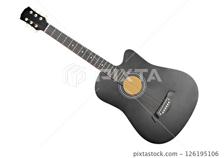 acoustic black guitar isolated on white background 126195106