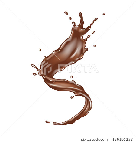 Dynamic Chocolate Splash on White Background Dynamic Chocolate Splash on White Background 126195258