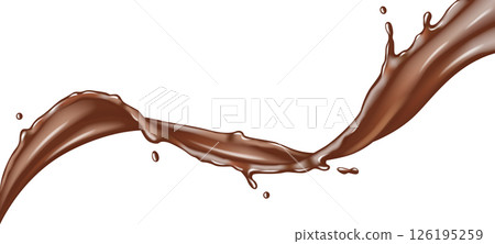 Flowing Stream of Chocolate on White Background 126195259