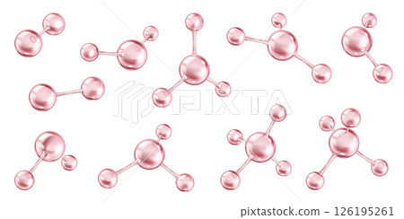 Microscopic pink collagen molecules realistic color icons 126195261