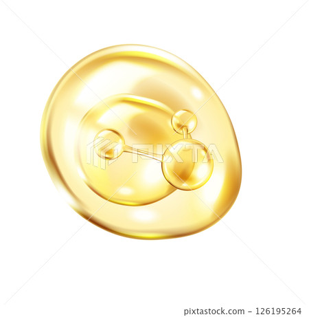 Golden collagen molecules in bubble realistic illustration 126195264