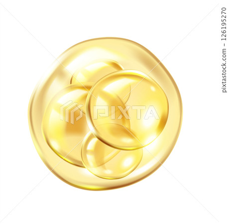 Golden collagen molecules inside bubble illustration 126195270