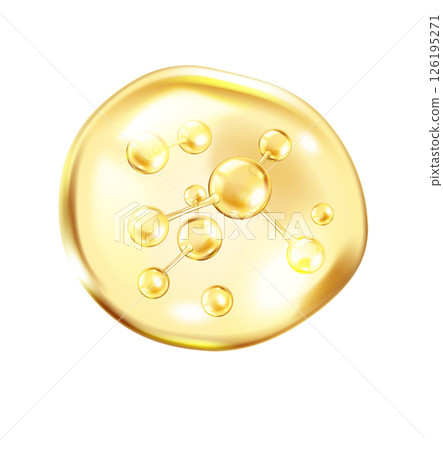 Golden collagen molecules float inside bubble illustration 126195271