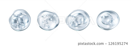Collagen molecules inside transparent silver bubbles icons 126195274