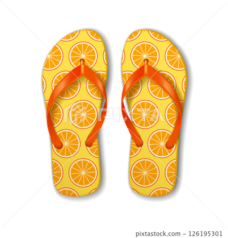 Colorful Flip Flops with Orange Slice Pattern Colorful Flip Flops with Orange Slice Pattern 126195301