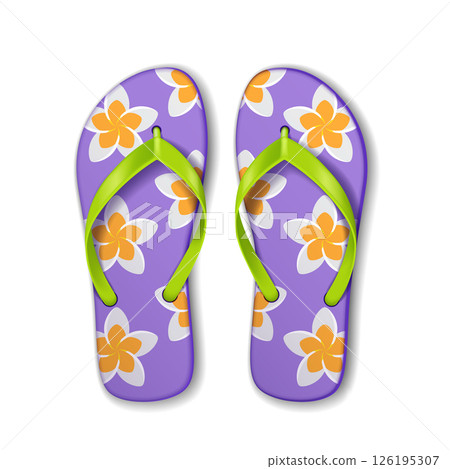 Vibrant Flip Flops with Flower Patterns 126195307
