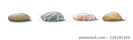 Collection of Smooth Stones on White Background Collection of Smooth Stones on White Background 126195309