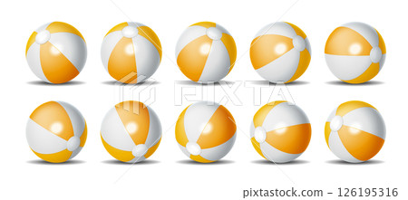 Set Colorful Beach Balls on White Background 126195316