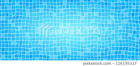 Blue Pool Water With Rippled Tile Pattern 126195327