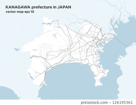 A simple road map of Kanagawa Prefecture, Japan 126195361