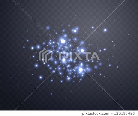 Blue magic sparks and dust stars. Blue glow flare light effect. Christmas light effect. Vector particles on transparent background. Blue magic sparks and dust stars. Blue glow flare light effect. Christmas light effect. Vector particles on transparent background. 126195456