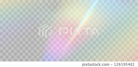 Blurred rainbow refraction overlay effect. Light lens prism effect on transparent background. Holographic reflection, crystal flare leak shadow overlay. Vector abstract illustration. Blurred rainbow refraction overlay effect. Light lens prism effect on transparent background. Holographic reflection, crystal flare leak shadow overlay. Vector abstract illustration. 126195481