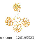 Gold curl, ribbons in vibrant collection. Hand-painted in watercolor with gold paint accents. Isolate element is presented for decorating, designing textile, wallpaper, prints, packaging 126195523