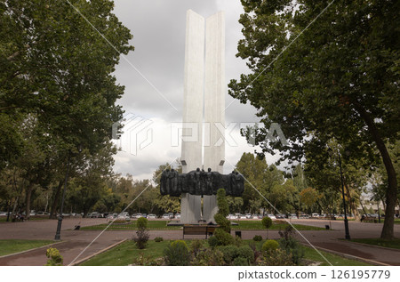 Stella of Friendship of Nation, one of monument in bishkek. This monument from the Soviet period was to commemorate the Soviet friendship of the Russians 126195779
