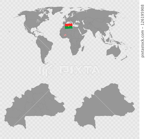 Burkina Faso Map Set with World Location. 126195908