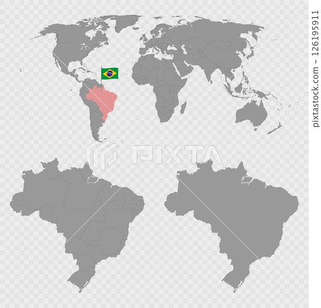 Brazil State Map Set with World Location. Brazil State Map Set with World Location. 126195911