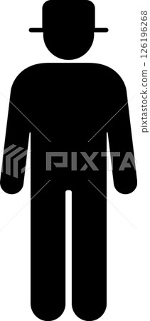 Icon of a man standing wearing a hat, transparent background 126196268