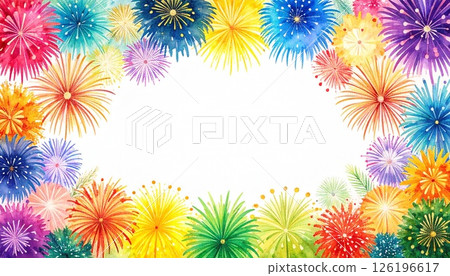 夏夜空中綻放的煙火插畫 126196617
