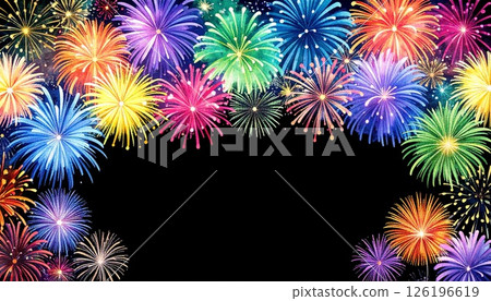 夏夜空中綻放的煙火插畫 126196619