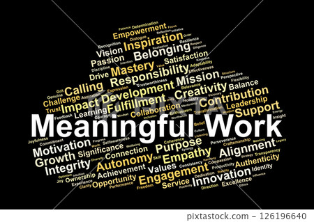 Meaningful Work Word Cloud. Key Concepts and Values for Purpose Driven Career and Personal Fulfillment 126196640