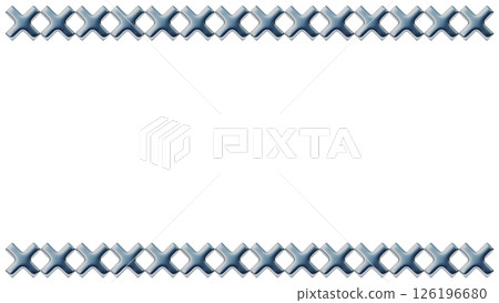Metallic 16:9 rectangular frame with a Y2K-style metal chain 3D illustration 126196680